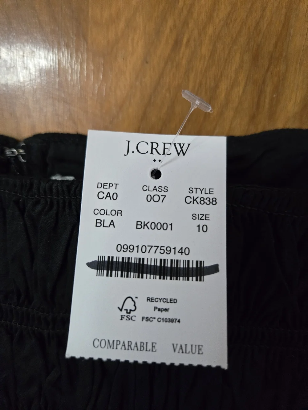 Nwt J. Crew Factory  100% Cotton Smocked Tank Top  Size 10 Black